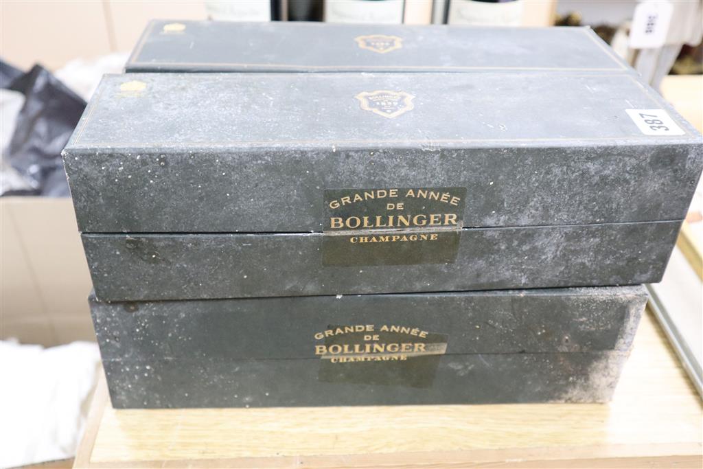 Four bottles of Bollinger Grande Annee 1990 champagne, boxed